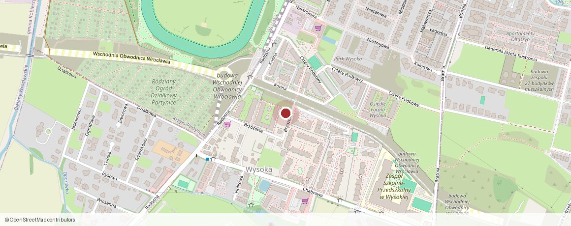 Mapa dojazdu do Kliniki Jeong — Brzozowa 15, 52-200 Wysoka pod Wrocławiem